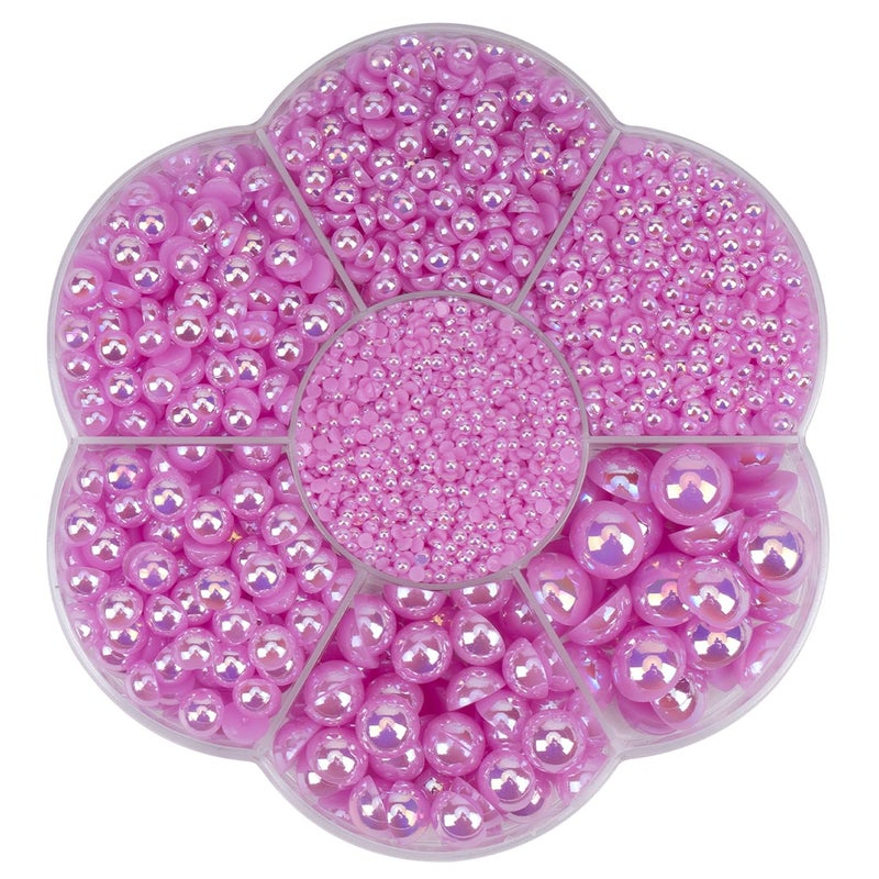 BLAAROOM 5800 Half Pearls for Crafts, Flatback Pearls for Artwork Making, DIY Rhinestones Accessory Nail Art, Face Gems Jewels - AB Light Purple - Image 1